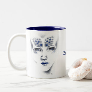 Miss Universe Alien Lady Sci-fi Fantasy Horror Art Two-Tone Coffee Mug