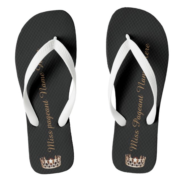 Miss USA Adult Custom Crown White Flip Flops (Footbed)