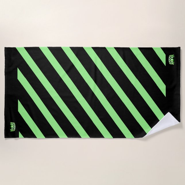 Miss USA Apple Green Stripe Crown Beach Towel (Front)