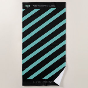 Miss USA Aqua Stripe Teal Crown Beach Towel