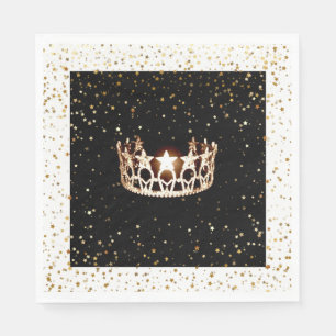 Miss USA Gold Crown Gold Stars Paper Napkin