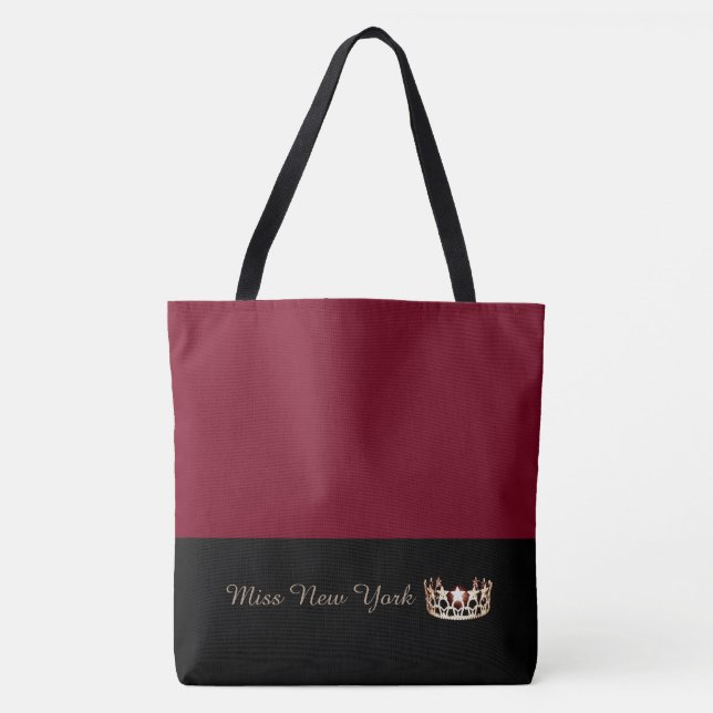 Miss USA Gold Crown Tote Bag-LRGE Crimson (Front)