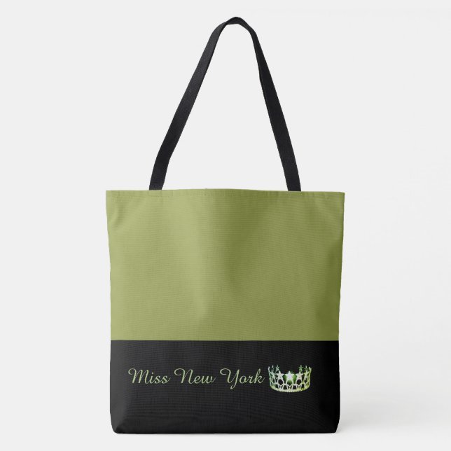 Miss USA Green Crown Tote Bag-LRGE Olive (Front)