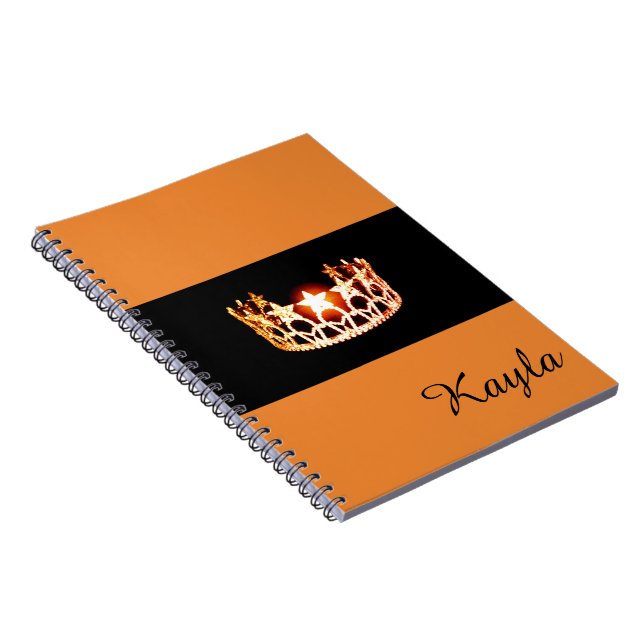 Miss USA Orange Crown Notebook- Custom Name Notebook (Right Side)