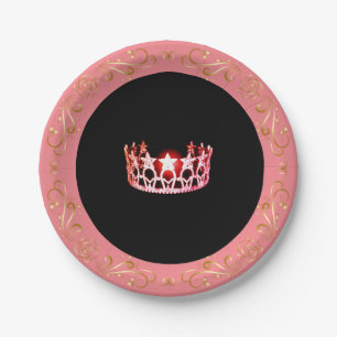 Miss USA Pink-Coral  Crown 7" Paper Plates