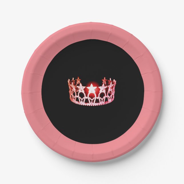Miss USA Pink-Coral  Crown 7" Paper Plates (Front)