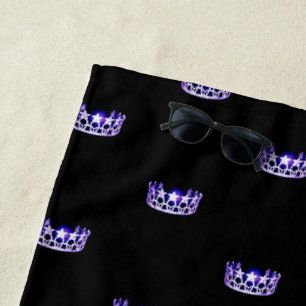 Miss USA Purple Star Crown Beach Towel