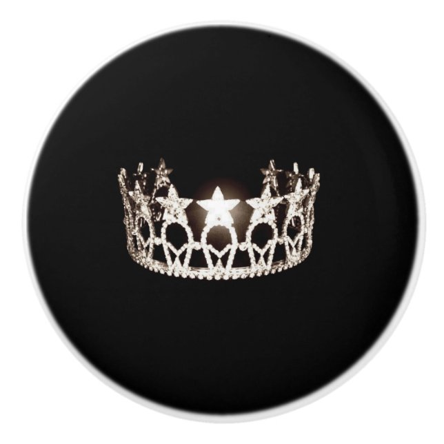 Miss USA Silver Crown Ceramic Cabinet Knob (Front)