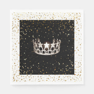 Miss USA Silver Crown Gold Stars Paper Napkin
