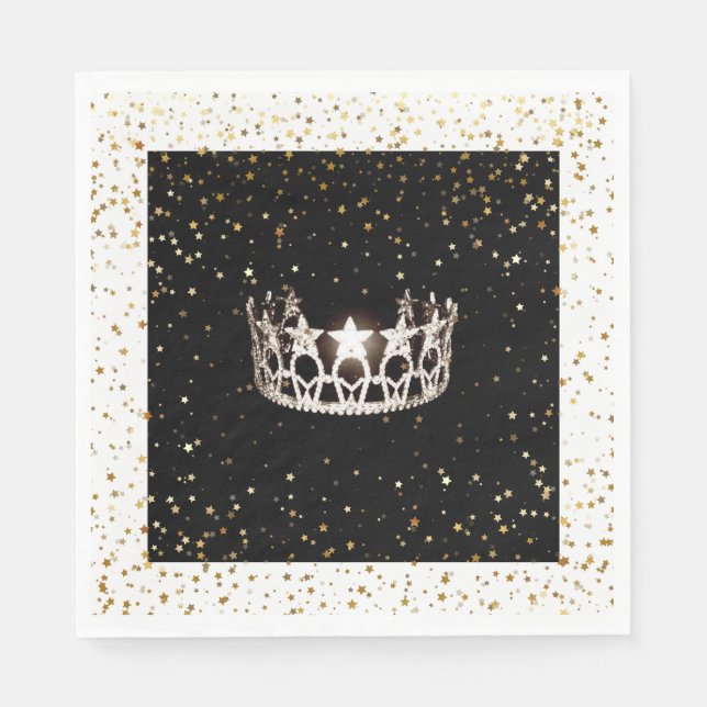 Miss USA Silver Crown Gold Stars Paper Napkin (Front)