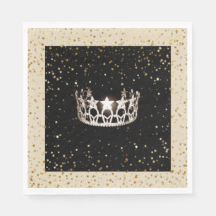 Miss USA Silver Crown Gold Stars Paper Napkin