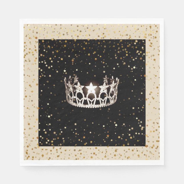 Miss USA Silver Crown Gold Stars Paper Napkin (Front)