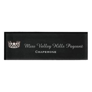 Miss USA Silver Crown Rectangle Name Tag