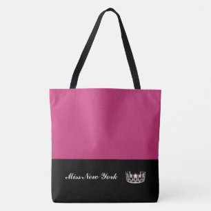 Miss USA Silver Crown Tote Bag-Large Fuchsia Bag