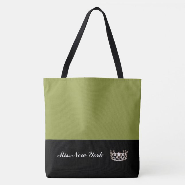 Miss USA Silver Crown Tote Bag-LRGE Olive (Front)