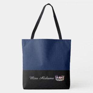 Miss USA State Silver Crown Tote Bag-Large Navy Bag