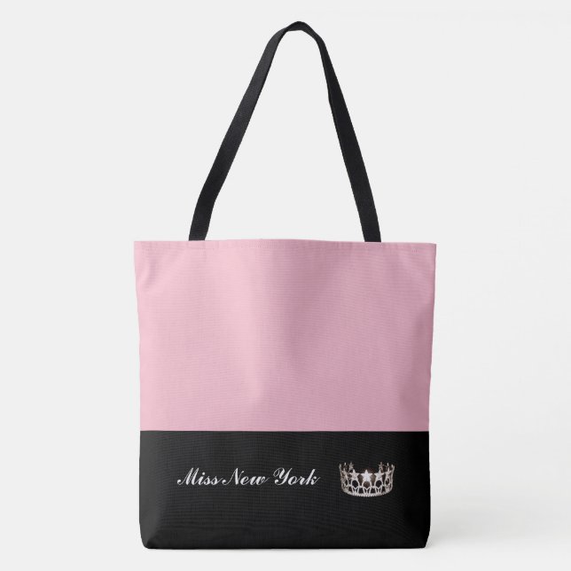 Miss USA State Silver Crown Tote Bag-Large Pink (Front)
