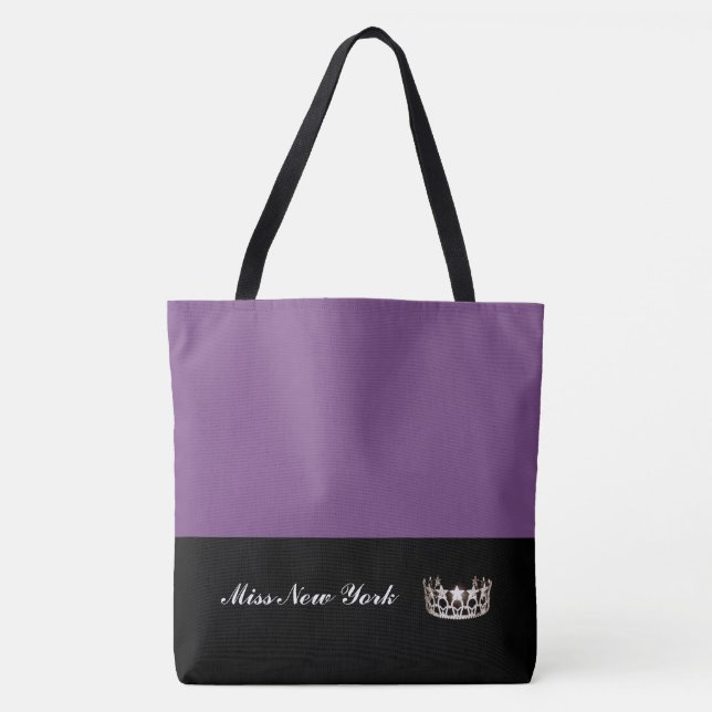 Miss USA State Silver Crown Tote Bag-Large Purple (Front)