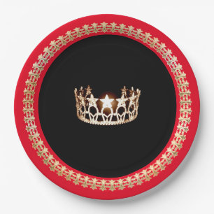 Miss USA style Bright Red 9" Paper Plates