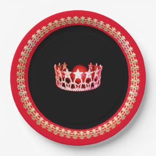 Miss USA style Bright Red 9" Paper Plates