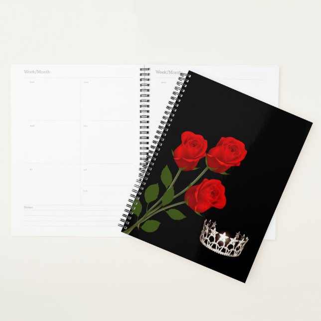 Miss USA style Pageant Crown & Red Roses Planner (Display)