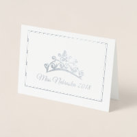 Miss USA style Pageant Silver Foil Tiara Note Card