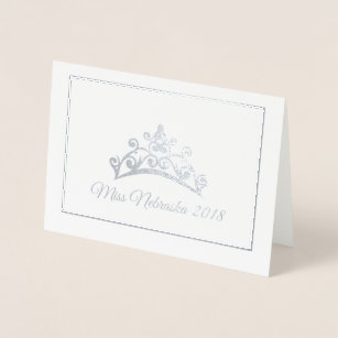 Miss USA style Pageant Silver Foil Tiara Note Card