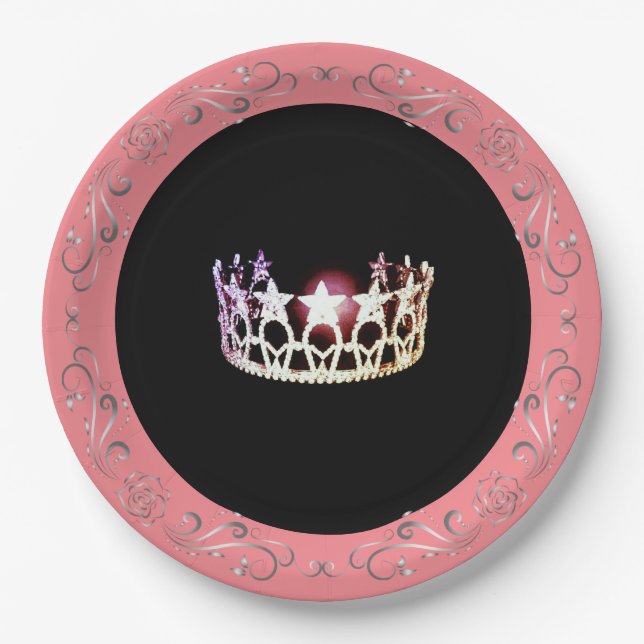 Miss USA style Pink-Coral 9" Paper Plates (Front)