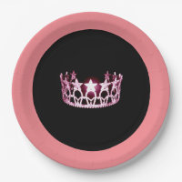 Miss USA style Pink Crown 9" Paper Plates