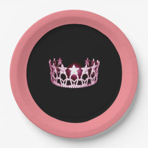 Miss USA style Pink Crown 9" Paper Plates