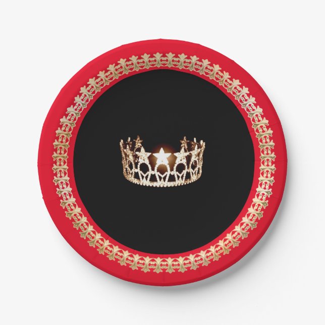 Miss USA style Red 7" Paper Plates (Front)