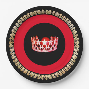 Miss USA style Red-Coral 9" Paper Plates