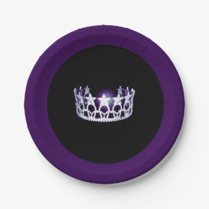 Miss USA style Silver-Purple Crown 7" Paper Plates