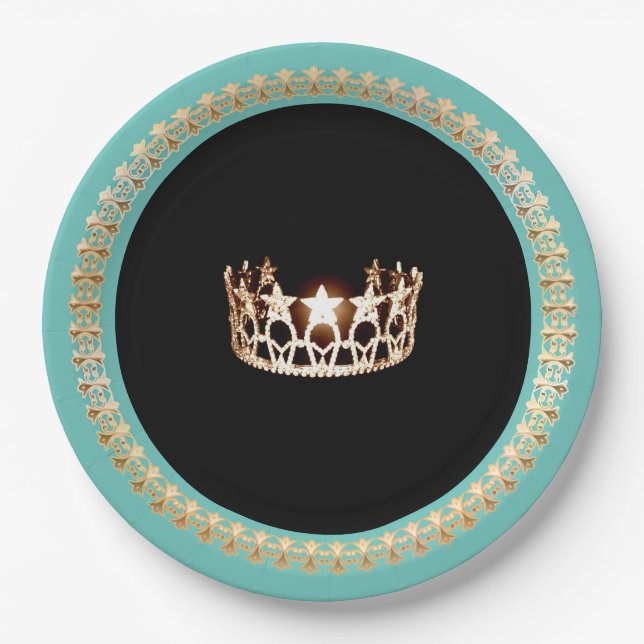 Miss USA Turquoise 9" Paper Plates (Front)