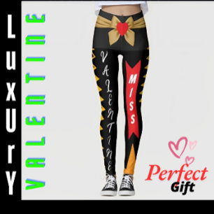Miss Valentine Gift with Heart and Bow Lovers Leggings