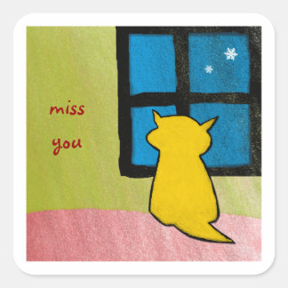 Miss You Baby Cat Square Sticker