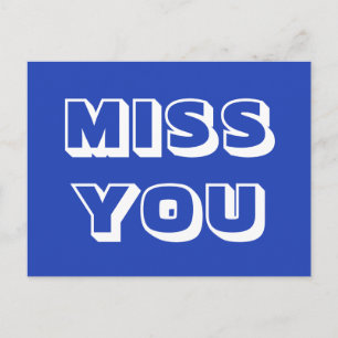 Miss You, blue white modern bold Postcard