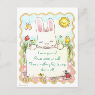 Miss You! bunny postcard