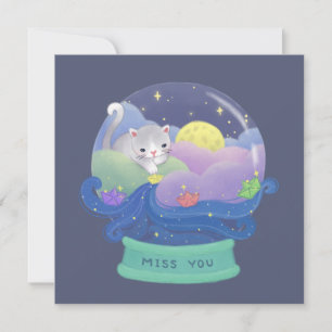 Miss You: Cat & Paper Boats Invitation