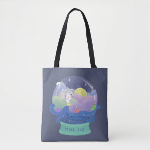 Miss You: Cat & Paper Boats Tote Bag