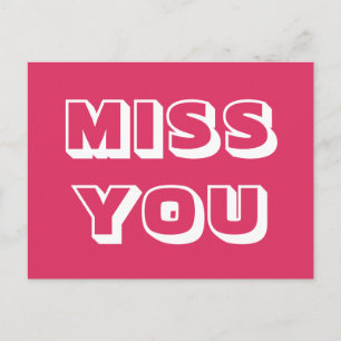 Miss You, cherry white modern bold Postcard