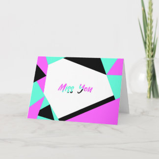 Miss You Colour Block Card  | Black Teal Pink