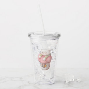 Miss You Cupcake Illustration Acrylic Tumbler
