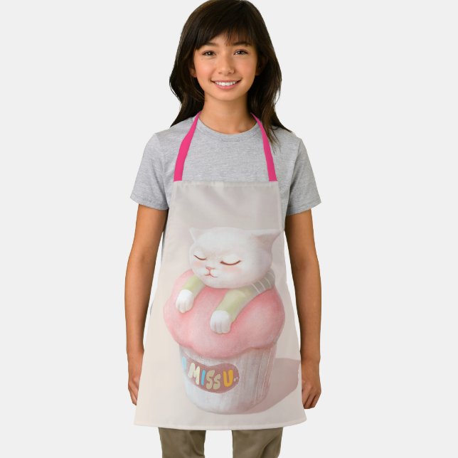 Miss You Cupcake Illustration Apron (Insitu)