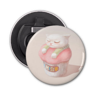 Miss You Cupcake Illustration Bottle Opener