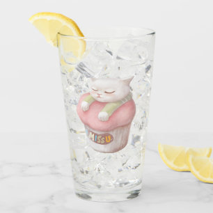 Miss You Cupcake Illustration Glass