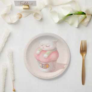 Miss You Cupcake Illustration Paper Plate