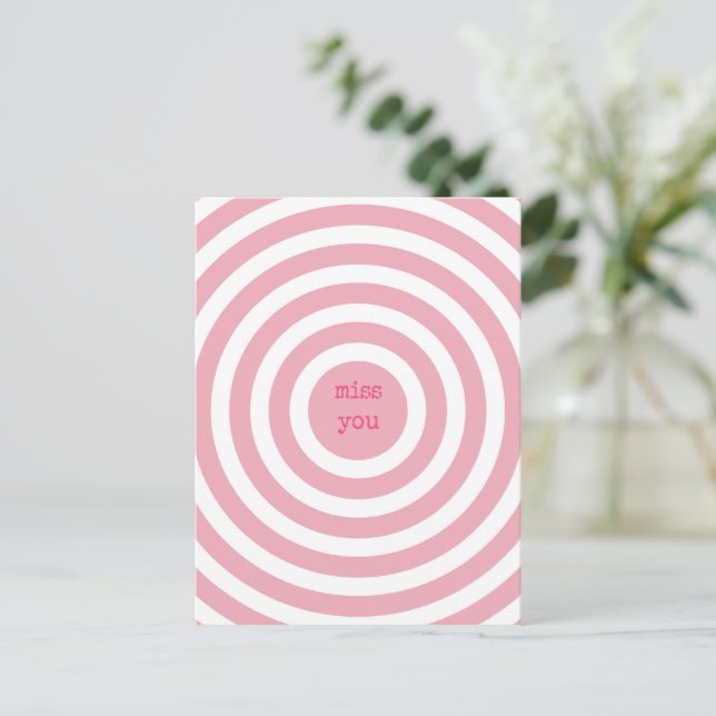 MISS You - Cute Abstract Pink Circles  Postcard (Standing Front)