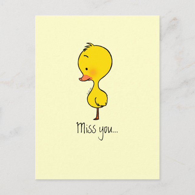 Miss You Duck Card – Hand Drawn Illustration (Front)