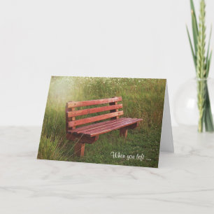 Miss You empty bench in meadow Card